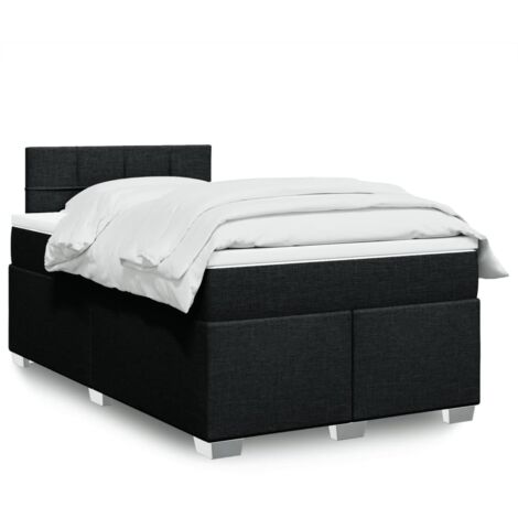 vidaXL Sommier à lattes de lit avec matelas noir 120x190 cm tissu (1/5)