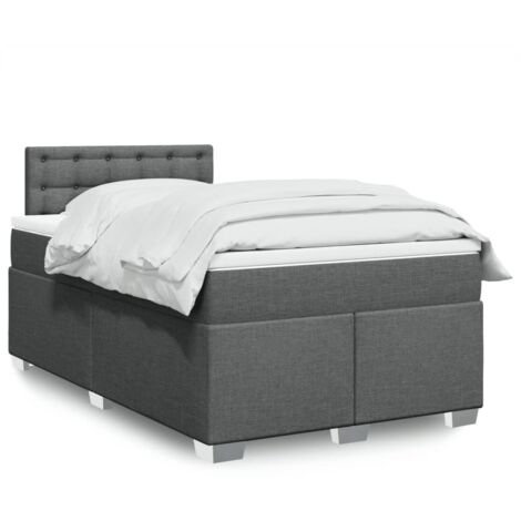 vidaXL Sommier à lattes de lit avec matelas gris foncé 120x190cm tissu