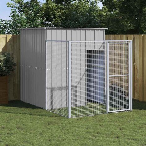 Vidaxl – Niche pour chien avec cour gris clair 165x251x181 cm – Acier galvanisé – Pour jeu et entraînement – Abri temporaire sécurisé