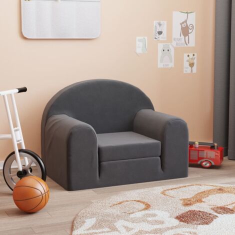 Vidaxl – Canapé-lit pour enfants anthracite – Housse amovible – Dimensions 52 x (34-90) x 40 cm – Peluche douce et confortable