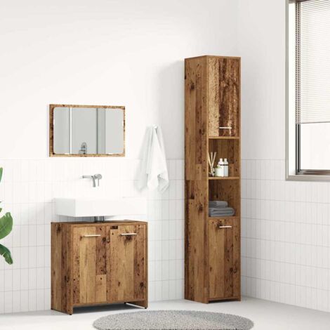vidaXL 3 Piece Bathroom Furniture Set Old Wood Engineered Wood (1/5)