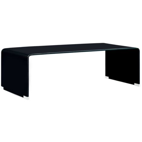 Vidaxl – Table basse fixe en verre trempé noir 98 x 45 x 31 cm – Épaisseur 10 mm – Aucune assemblage requis – Style minimaliste contemporain