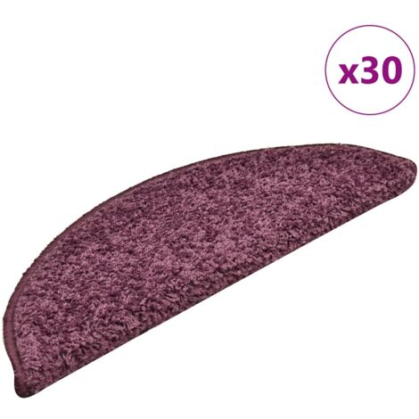 Tapis d'escalier 30 pièces 56 x 17 x 3 cm Violet foncé Demi-rond vidaXL