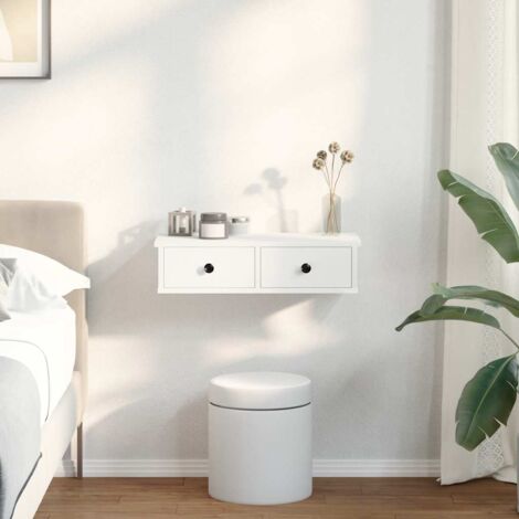 Vidaxl – Étagère murale avec tiroirs blanc 60x25x15 cm – Bois d'ingénierie résistant à l'humidité – Charge maximale 60 kg – Assemblage requis