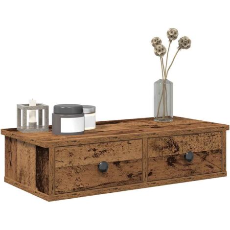 Vidaxl – Étagère murale avec tiroirs en bois d'ingénierie – Dimensions 60x28x15cm – Charge maximale 60kg – Pour salon ou chambre