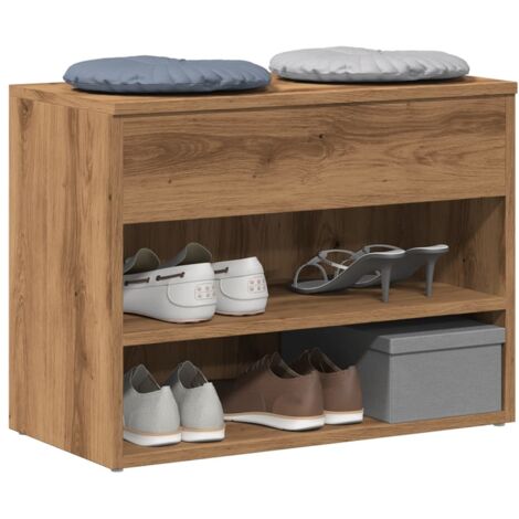 Vidaxl – Banc à chaussures en bois d'ingénierie chêne artisanal 60x30x45 cm – Meuble de rangement avec assise confortable – Capacité 110 kg