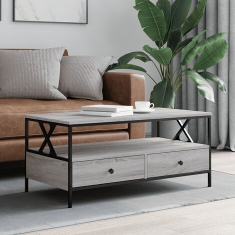 vidaXL Table basse sonoma gris 100x51x45 cm bois d'ingénierie (1/5)