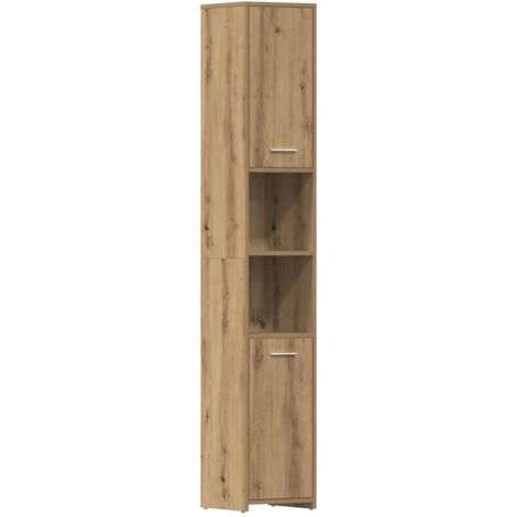 Vidaxl – Armoire murale de salle de bain chêne artisanal 30x30x183,5 cm – Bois d'ingénierie – Fixation murale incluse – Grand espace de rangement