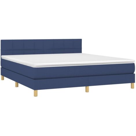 vidaXL Sommier à lattes de lit avec matelas Bleu 180x200 cm Tissu