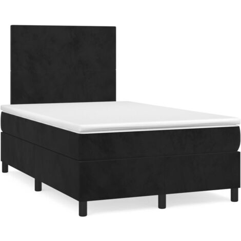 vidaXL Sommier à lattes de lit avec matelas noir 120x190 cm velours (1/5)