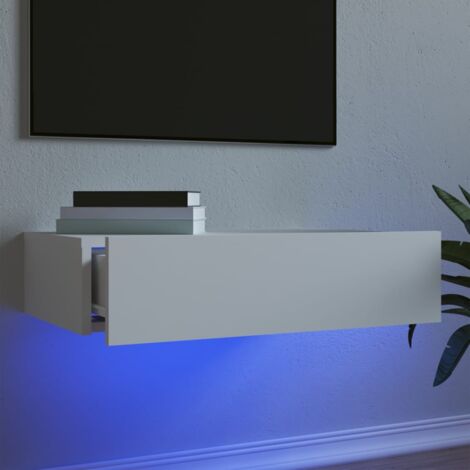 Vidaxl – Meuble TV blanc avec éclairage LED – Dimensions 60x35x15,5 cm – Bois d'ingénierie résistant à l'humidité – Capacité 50 kg