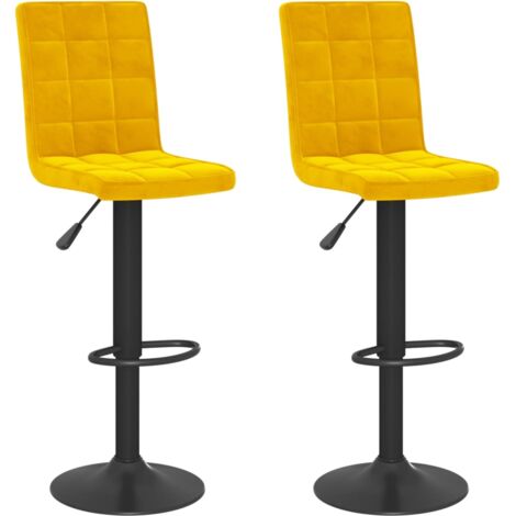 vidaXL Tabourets de bar lot de 2 jaune moutarde velours (1/7)