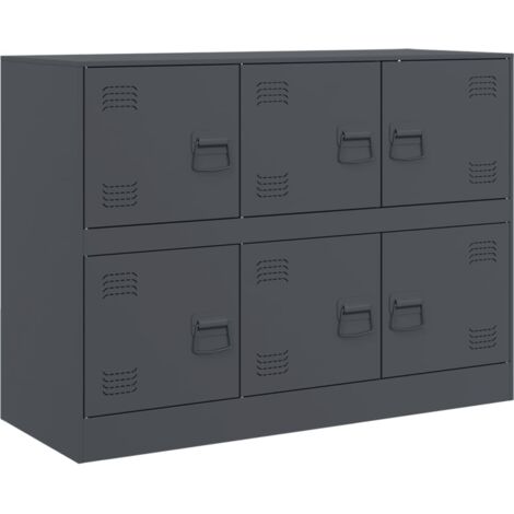 Vidaxl – Buffet anthracite 99x39x73 cm – Acier laminé à froid – 6 compartiments avec portes – Capacité de charge 90 kg