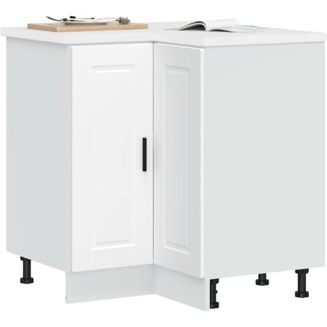 Vidaxl – Armoire d'angle de cuisine Porto blanc – Bois d'ingénierie durable – Dimensions 75,5 x 75,5 x 81,5 cm – Capacité de charge 70 kg (1/6)