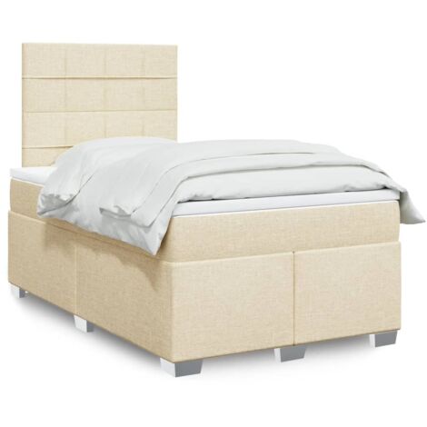 vidaXL Sommier à lattes de lit avec matelas crème 120x190 cm tissu (1/5)