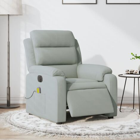 Vidaxl – Fauteuil relax inclinable électrique – Massage par vibrations 6 points – Velours gris clair – Dimensions 75x92,5x100 cm (1/7)
