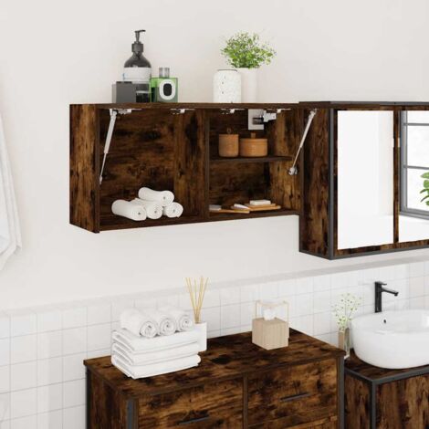 vidaXL Armoire murale de bain chêne fumé 80x25x40 cm bois d'ingénierie