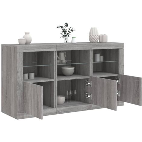Vidaxl – Buffet moderne avec lumières LED RGB – Bois d'ingénierie sonoma gris – Dimensions 123x37x67 cm – Grand espace de rangement (1/5)