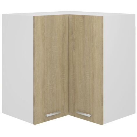 Vidaxl – Armoire d'angle suspendue chêne sonoma 57 x 57 x 60 cm – Bois d'ingénierie – 2 étagères – 2 portes – Facile à nettoyer
