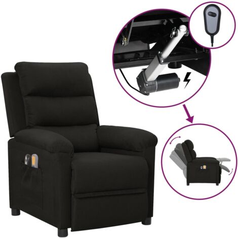 Fauteuil de massage électrique Chaise de massage  Fauteuil Design  Fauteuil Relax Noir Tissu vidaXL