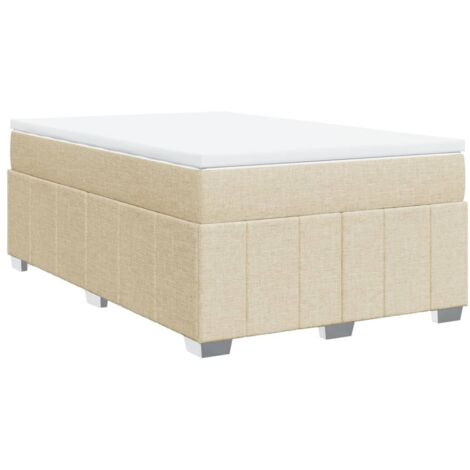 Sommier à lattes de lit avec matelas crème 120x190 cm tissu vidaXL (1/5)