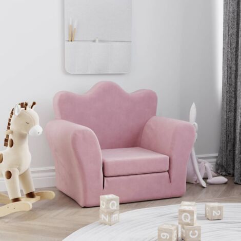 Vidaxl – Canapé-lit pour enfants rose peluche douce – Design 2 en 1 – Housse amovible – Dimensions 54 x (34-90) x 45 cm