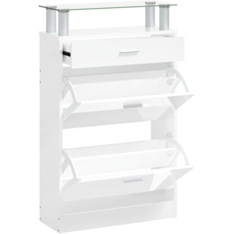 Armoire à chaussure Blanc brillant 63x24x104 cm Bois ingénierie vidaXL (1/5)