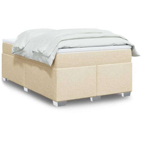 vidaXL Sommier à lattes de lit avec matelas crème 120x190 cm tissu (1/5)