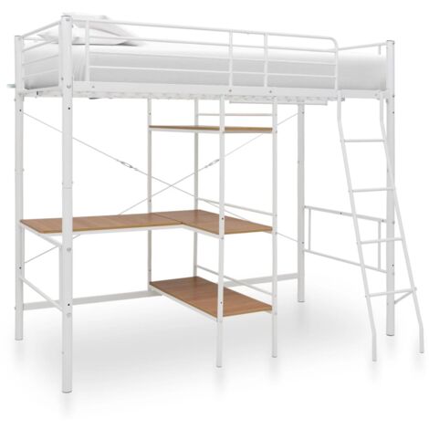 Lit superposé avec table sans matelas blanc métal 90x200 cm vidaXL (1/5)