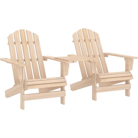 Vidaxl – Ensemble table et chaises Adirondack en bois de sapin massif – 4 places – Résistant aux intempéries – Conception ergonomique pour confort optimal