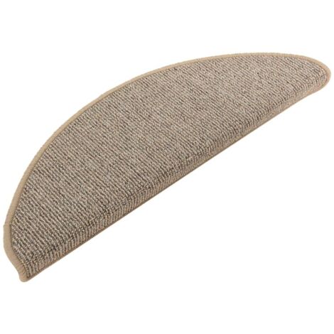 Tapis d'escalier 15 pièces 65 x 21 x 4 cm Marron Demi-rond Grand vidaXL