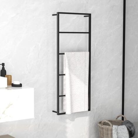 Vidaxl – Porte-serviette mural noir en acier 45x10x115 cm – Support robuste pour salle de bain – Installation facile et stable - vidaXL53230