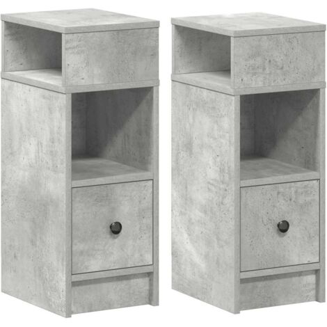 Tables de chevet 2 pcs avec tiroir gris béton 25x31x66 cm vidaXL