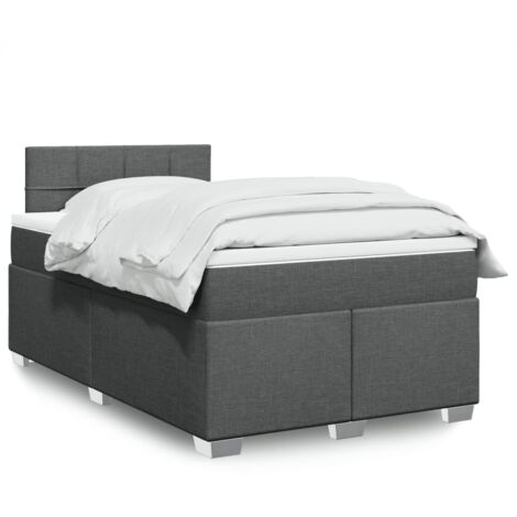 vidaXL Sommier à lattes de lit avec matelas gris foncé 120x190cm tissu