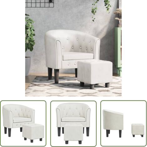 Chaise cabriolet avec repose-pied blanc similicuir vidaXL