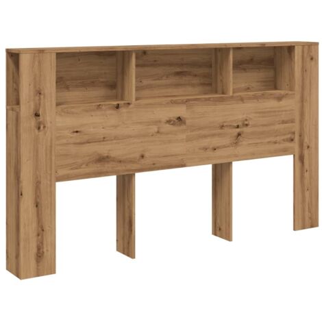 Vidaxl – Armoire de tête de lit chêne artisanal 180x18,5x102,5 cm – Bois d'ingénierie résistant à l'humidité – 3 compartiments pour rangement optimisé