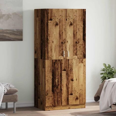 Vidaxl – Garde-robe vieux bois 90x52x200 cm – Bois d'ingénierie résistant à l'humidité – Grand compartiment avec barre de penderie (1/6)