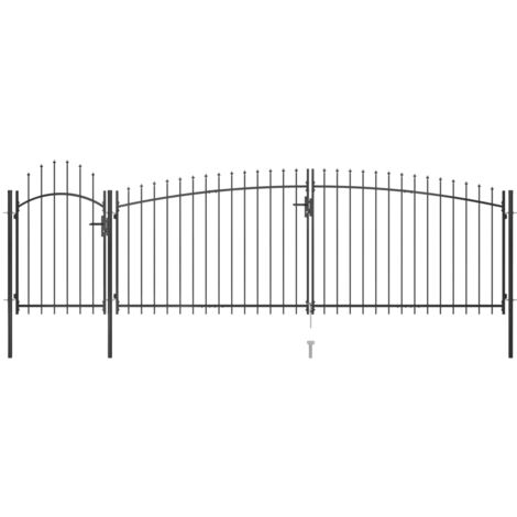 Vidaxl – Portail de jardin en acier noir 5 x 1,5 m – Système de verrouillage – Résistant à la rouille et à la corrosion – Design élégant (1/6)