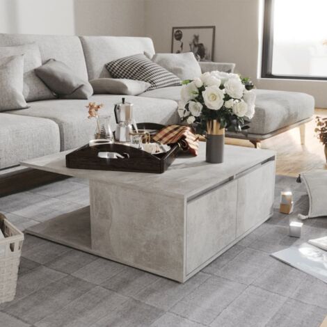 Vidaxl – Table basse fixe 80x80x31 cm – Gris béton – Bois d'ingénierie durable – Surface sécurisée pour objets décoratifs (1/5)