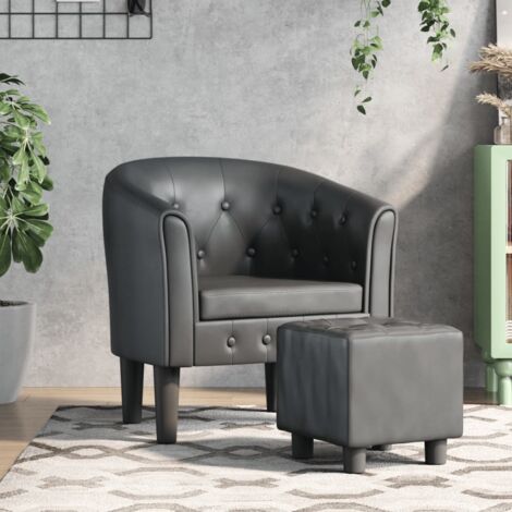 Chaise cabriolet avec repose-pied gris similicuir vidaXL