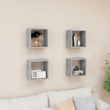 Étagères cube murales 4 pcs Gris béton 26x15x26 cm vidaXL (1/5)