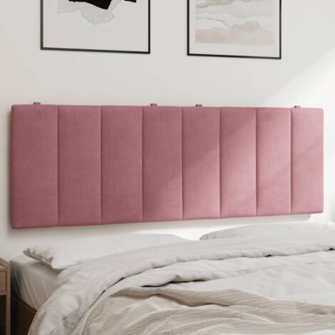Vidaxl – Coussin de tête de lit Hanko 140 cm en velours rose – Excellent soutien pour lecture – Installation murale avec sangles incluses