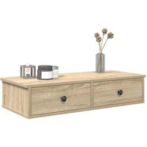 vidaXL Wall Shelf with Drawers Sonoma Oak 80x34x17 cm Engineered Wood
