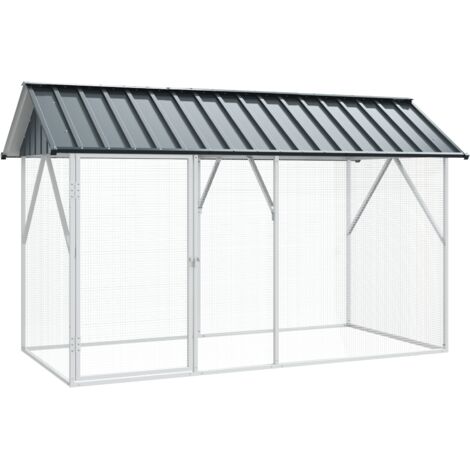 vidaXL Cage à oiseaux anthracite 112 x 227 x 141 cm en acier.