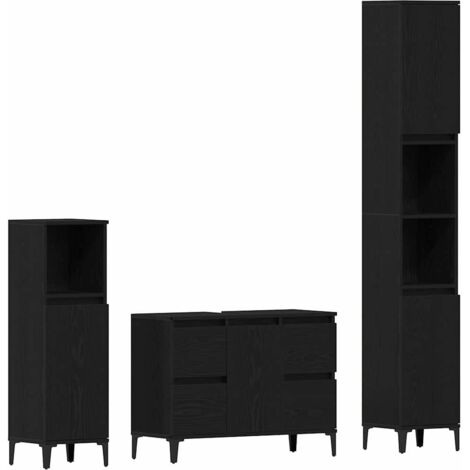 vidaXL Ensemble de mobilier de salle de bain 3 pcs Chêne noir (1/5)