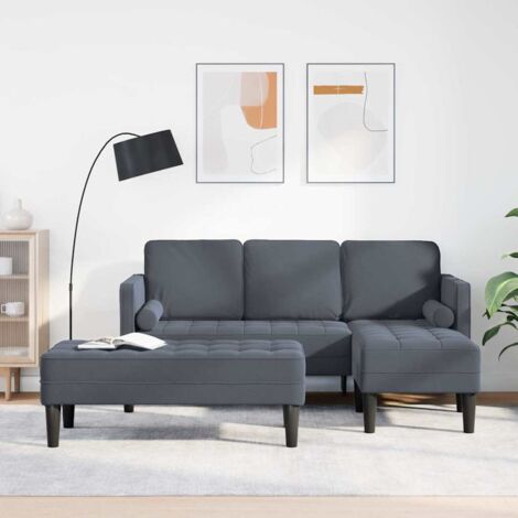Vidaxl – Canapé d'angle 2 places gris foncé 173 x 131 x 67 cm – Velours et bois d'ingénierie – Accoudoirs en velours – Capacité 3 personnes