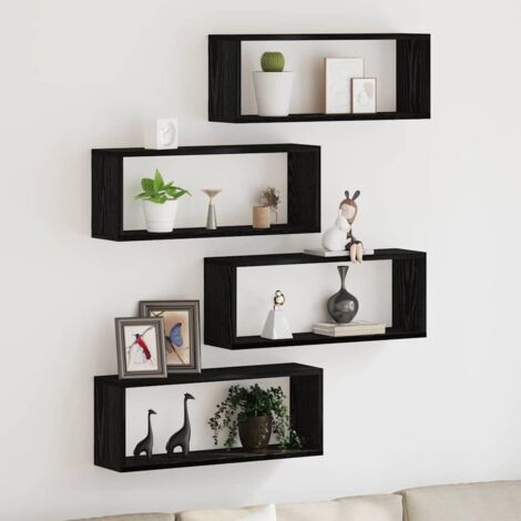 Étagères murales avec étagère 4 pcs Chêne noir 60 x 15 x 23 cm vidaXL