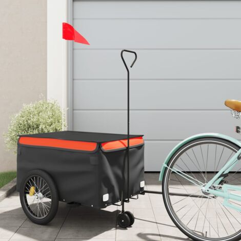 vidaXL Remorque de vélo noir et orange 30 kg fer
