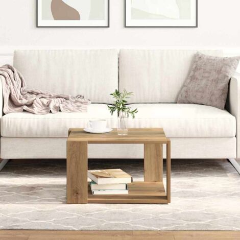 Vidaxl – Table basse carrée en chêne artisanal 51.5 x 51.5 x 30 cm – Meuble design moderne pour salon – Idéal pour magazines et boissons