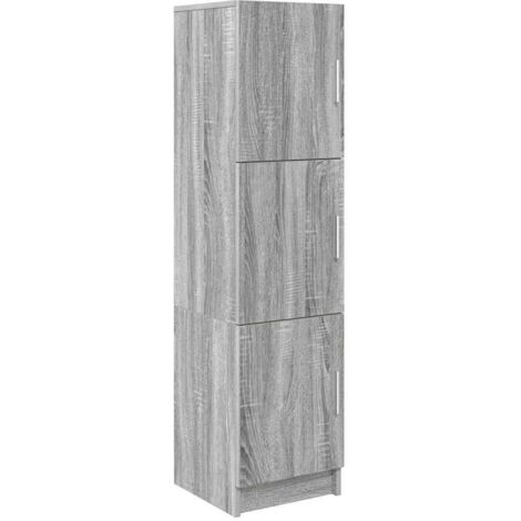 Vidaxl – Meuble de rangement Sonoma gris 31,5 x 32 x 124 cm – Bois d'ingénierie – Avec porte – Pour petits espaces – Assemblage requis